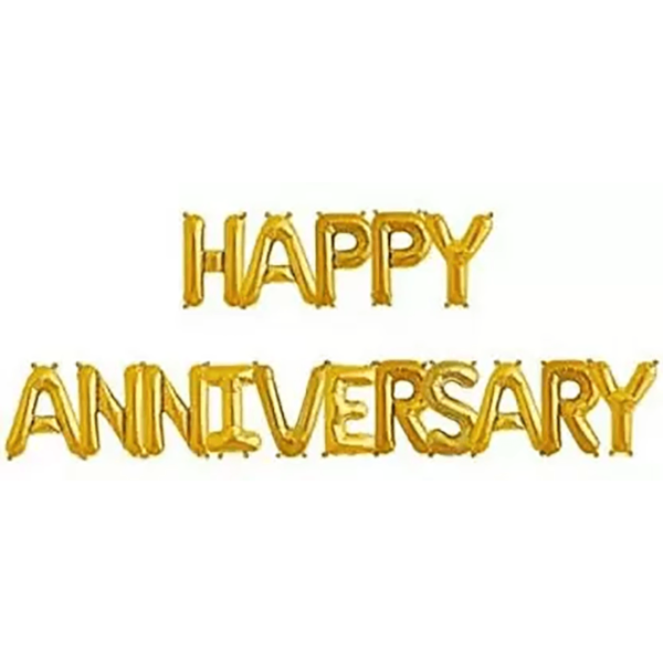 Happy Anniversary Banner Foil Balloon (Pack of 16)