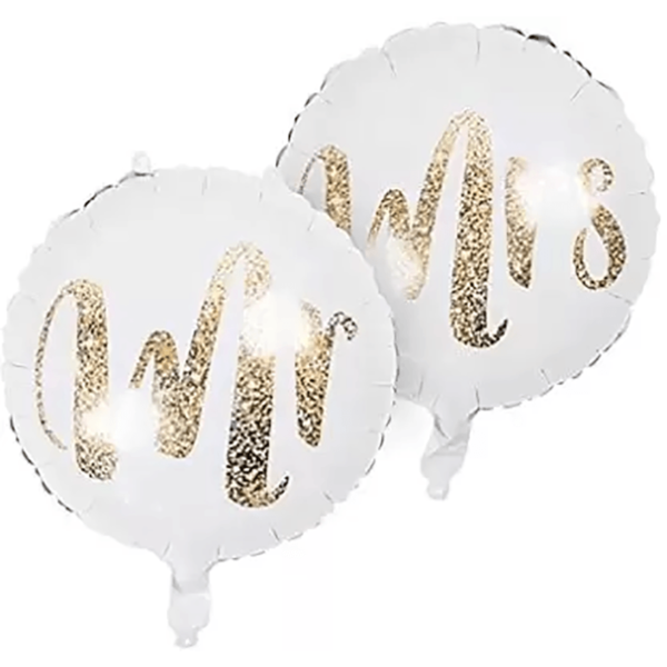 Printed Mr & Mrs Couple  Foil Balloon Round