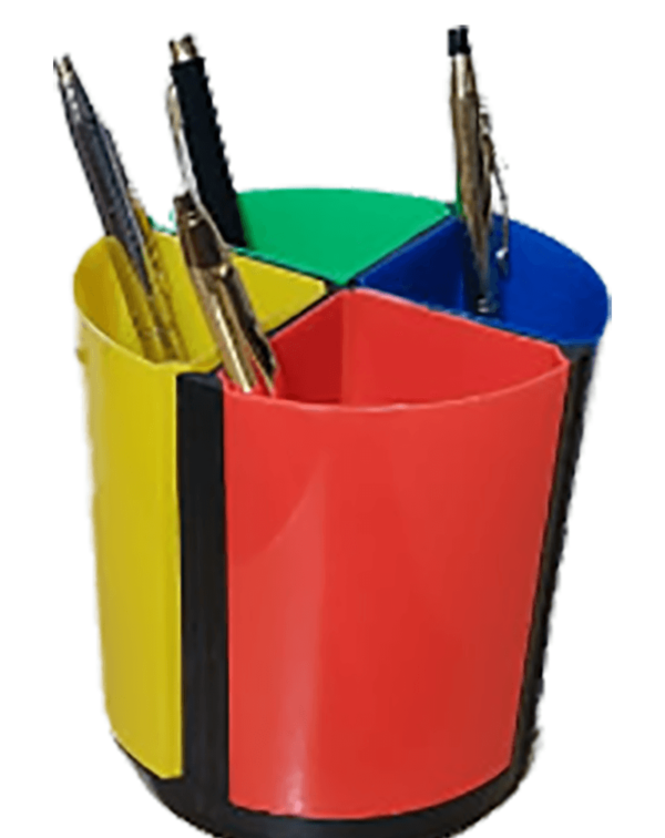 4 Compartments Plastic Pen Holder  (Multicolor)