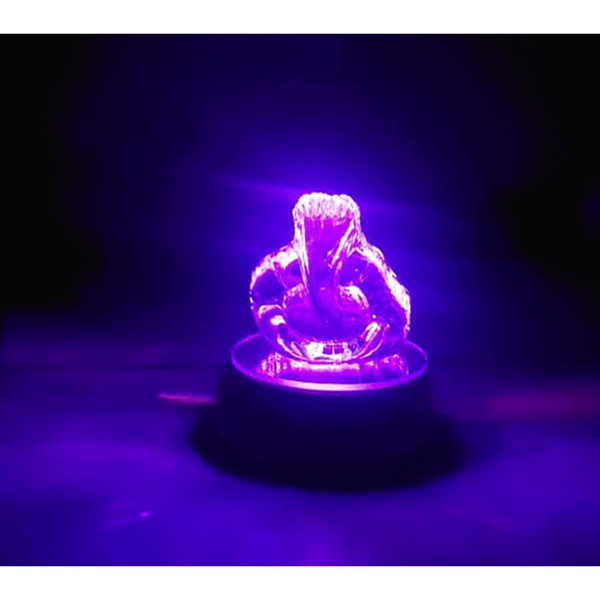 Ganesh LED Night Lamp 4 Colour Changing  Portable Decorative Showpiece (Crystal) - Image 5