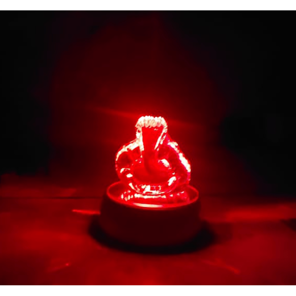 Ganesh LED Night Lamp 4 Colour Changing  Portable Decorative Showpiece (Crystal)